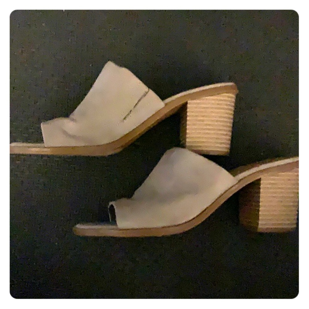 Grey Suede Heeled Mules